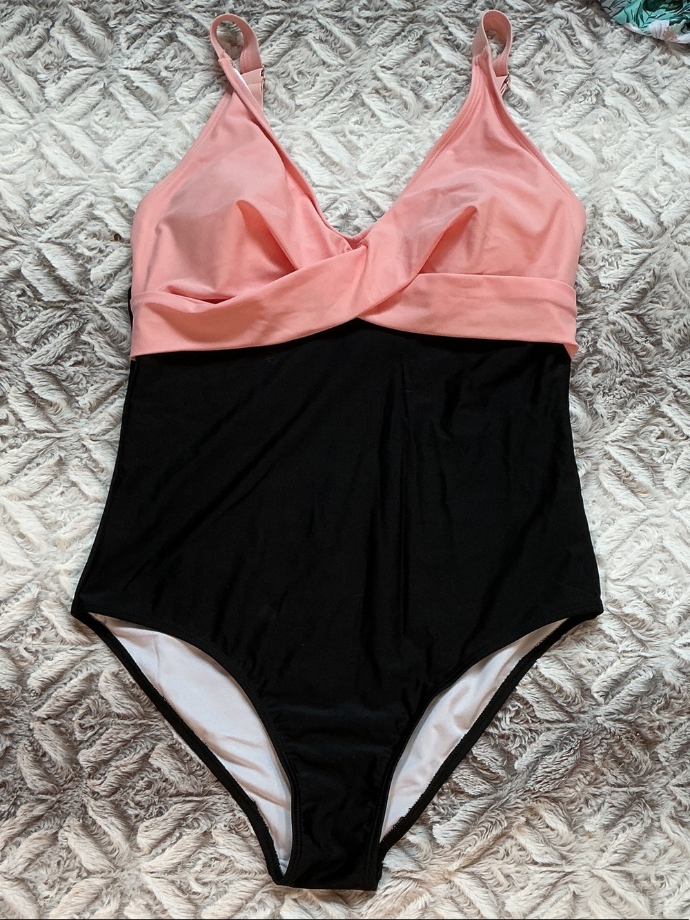 Girls Two-Tone Pink and Black One-Piece Swimsuit